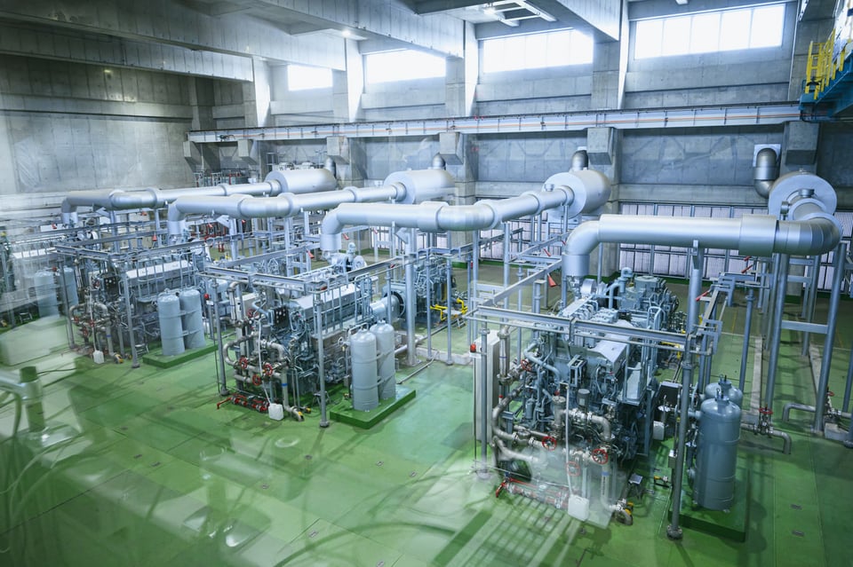 Pumps in operation at the Tatsumi Pump Station.